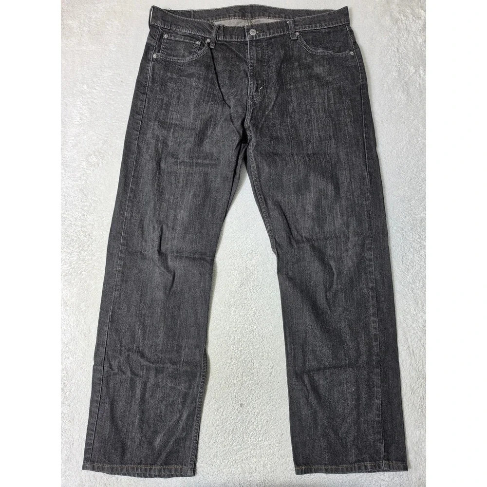 Levi Jeans Mens 36/32 Black 569 Loose Straight Stretch Denim Pants